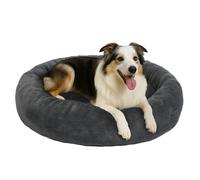 Skylos Dog Bed Fluffy Donut Design Washable Comfort For Calm Sleep Grey | Soft Plush Fabric Surface,Supportive Raised Sides,Non-Slip Base,Machine Washable,Raised Side Design,Grey Colour Finish