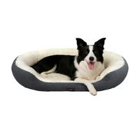 Skylos Dog Bed for Large Dogs, 81×63×18cm - Plush Oval Dog Bed with Thick Filling, Raised Edges & Non-Slip Base, Machine Washable, Grey