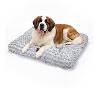 Skylos Dog Bed for Large Dogs, 8cm Thick Washable Crate Mattress with Non-Slip Bottom, Fluffy Plush Pet Bed for Joint Support, Grey, 90x60x8cm