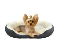 Skylos Dog Bed Large Plush Oval Mattress Raised Support For Crates Grey | Plush Corduroy,Soft Raised Sides,Large Dogs And Cats,Non Slip Base,Machine Washable,Comfortable Daily Rest,Raised Side Design