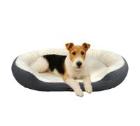 Skylos Dog Bed Large Plush Oval Sofa Mat Washable Raised Support Soft Grey | Plush Corduroy,Soft Plush Lining,Supportive Raised Edges,Non-Slip Base,Machine Washable,For Large Dogs,Raised Side Design