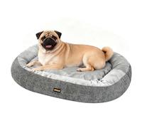 Skylos Dog Bed Sofa Medium, Washable Orthopedic Dog Bed Bolstered Sides Neck & Head Support Pillow, Egg-Crate Memory Foam Pet Sofa with Removable Plush Cover, Anti-Slip Bottom, 80x60x15cm