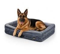 Skylos Dog Bed, XXL, Orthopedic Dog Bed, 4.0in Egg Crate Foam, Flannel Grey | Orthopedic Egg Crate Foam, Bolster Support, Flannel And Velvet Cover, Non-Slip Base, Washable Zipper Cover, Large Dog Bed
