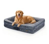 Skylos Dog Bed, XXL, Orthopedic Dog Bed with Bolster, Flannel Grey | Egg Crate Foam, Three-Sided Bolster Support, Flannel And Velvet Cover, Non-Slip Base, Removable Washable Dog Bed Design