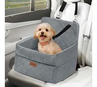 Skylos Dog Car Seat Booster For Small Dogs Washable Puppy Bed Finish Grey | Crystal Velvet,Thick Cushion,Anti-Slip Base,Washable Cover,Storage Pockets,Front Or Back Seat Use,Removable Cover,Grey Finish