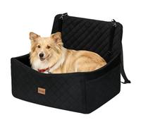 Skylos Dog Car Seat, Dog Car Bed for Medium Large Dogs Up to 25kg/55lbs or 2 Small Breeds, Dogs Booster Seat with Memory Foam Thick Cushion Storage Pockets, Washable Travel Bed, Black