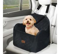 Skylos Dog Car Seat Elevated Booster With Washable Cover For Small Black | Crystal Velvet,Washable Cover,Elevated View,Anti-Slip Base,Storage Pockets,For Cars Suvs Trucks,Removable Cover,Black Finish