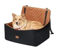 Skylos Dog Car Seat Large Booster Seat For Safe Travel Memory Foam Brown | Memory Foam,Oxford Fabric,For Cars And Suvs,Stable Booster Seat,Washable Cover,Storage Pockets,Elevated Comfort,Black Finish