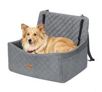 Skylos Dog Car Seat Large Booster Seat Memory Foam Travel Bed Oxford Grey | Memory Foam,Oxford Fabric,Waterproof Lining,Anti-Slip Base,For Road Trips,Pet Safety,Storage Pockets,Washable Cover