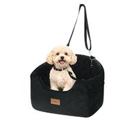 Skylos Dog Car Seat, Memory Foam Pet Booster Seat, Side Storage Pockets & 3.8cm Safety Strap, Waterproof Washable Cover, for Small Medium Dogs up to 15kg, Black
