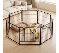 Skylos Dog Pen 8 Pcs Steel Playpen 60Cm Foldable Indoor Pet Enclosure Black