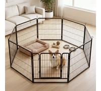 Skylos Dog Pen 8 Pcs Steel Playpen 80Cm Foldable Indoor Pet Enclosure Black
