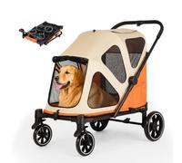 Skylos Dog Pram Stroller Fold Pet Pushchair with Brake Suspension, Orange