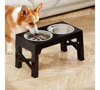 Skylos Dog Raised Elevated Pet Feeding Bowls Stainless Steel Adjustable Stand