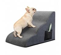 Skylos Dog Steps 3-Step Foam Pet Stairs for Bed and Sofa Non-Slip Base Grey | High Density Foam,Joint-Friendly Slope,Non-Slip Base,Removable Washable Cover,Side Pocket,For Bed And Sofa,Washable Cover