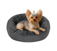 Skylos Donut Dog Bed, Fluffy Washable Dog Bed with Anti-Anxiety High Sides, Non-Slip Base, 60cm x 45cm x 19cm, Grey