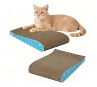 skylos Double Cat Scratcher Lounge 2-Pack,Wave Design Cardboard Cat Scratching Pads,Reversible Corrugated Scratch Board,DurableBed & Furniture Protector