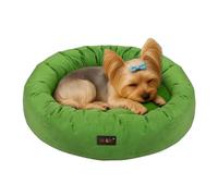 Skylos Doughnut Dog Bed 65 cm, Soft Plush Round Puppy Bed with Supportive Filling, Washable Removable Cover, Non-Slip Base, for Puppies, Adult Dogs and Cats, Green