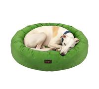 Skylos Doughnut Dog Bed 85 cm, Large Soft Plush Round Puppy Bed with Supportive Filling, Washable Removable Cover, Non-Slip Base, for Puppies, Adult Dogs and Cats, Green