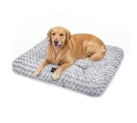 Skylos Extra Large Dog Bed, 7cm Thick Fluffy Plush Orthopedic Dog Bed for Joint Support, Washable Dog Bed with Non-Slip Bottom, Grey, 105x70x9cm