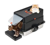 Skylos Extra Large Stainless Steel Cat Litter Box with Lid, 60cm High Sided Enclosed Cat Litter Tray for Cats & Multi-Cat Homes, Splash Proof, Odour Control, Removable Top, Litter Mat & Scoop Included