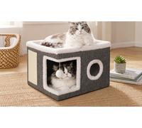 Skylos Indoor Cat House Cave with Scratch Pad and Hanging Toy