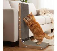 SKYLOS L-Shaped Cat Scratching Board - 68cm Vertical Post with Ball Toy, Durable Double-Sided Furniture Protector for Indoor Cats