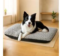 Skylos Large Calming Dog Bed, 90 x 60 cm Plush Dog Cushion, Washable Anti Anxiety Dog Beds Crate Mattress with Anti-Slip Bottom, Pet Pillow Cushion