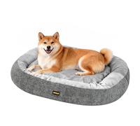 Skylos Large Dog Bed Sofa, Washable Orthopedic Dog Bed Bolstered Sides Neck & Head Support Pillow, Egg-Crate Memory Foam Pet Sofa with Removable Plush Cover, Anti-Slip Bottom, 95x72x15cm