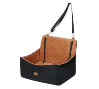 Skylos Large Dog Booster Car Seat Travel Carrier Bed Basket for 2 Small Pets - Brown