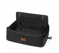 Skylos Large Dog Car Seat Booster Dual-Sided Plush Cool Bed Washable, Black | Dual Sided Plush Cushion, High Resilience Foam, Non Slip Base, Safety Leash, Side Storage Pockets, For Daily Travel