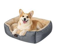 Skylos Medium Dog Bed, Dog Sofa Bed, Washable Pet Bed with Removable Reversible Cushion, Raised Bolster for Neck Support, Non-Slip Bottom, 75 x 58 x 21 cm