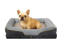 Skylos Memory Foam Dog Bed for Medium Dogs,Orthopedic Dog Bed, Waterproof & Washable Cover, Dog Sofa Bed with Non-Slip Bottom, 80x56x18cm (Gray)
