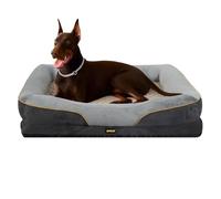 Skylos Memory Foam Dog Bed for XX-Large Dogs, Orthopedic Dog Bed, Waterproof & Washable Cover, Dog Sofa Bed with Non-Slip Bottom, 119x84x25cm (Gray)