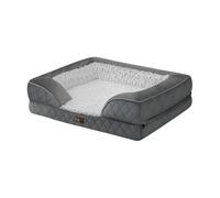 Skylos Orthopedic Memory Foam Dog Bed XXL, Dog Sofa with Sides and Waterproof Liner Washable Cover, Non-Slip Pet Sofa for Large Dogs, 122x89x17cm, Grey