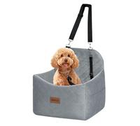 Skylos Pet Car Booster Seat with Memory Foam, Washable Waterproof Cover, 2 Side Storage Pockets, Safety Strap for Small/Medium Dogs up to 35lbs, 51x51x50cm (Grey)