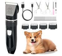 Skylos Professional Dog Clippers Grooming Kit, Low Noise Dog Grooming Clippers for Thick Hair, Cordless Pet Grooming Kit, Rechargeable Pet Shaver Trimmer for Dogs Cats Animals (Black)