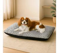 Skylos Small Dog Calming Bed Grey Plush Cushion Waterproof Washable Cover
