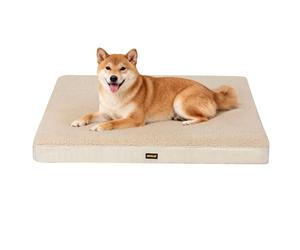 Skylos Ultra Bounce Dog Bed - Cozy Plush Mattress, Removable Washable Cover, Non-Slip Base for Crate, Kennel or Floor, White, 90x60x11cm