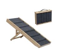 Skylos Wooden Dog Ramp for Bed, 3 Height Adjustable Pet Ramp for Small Medium Dogs, Folding Dogs Sofa Ramps, Non-slip Carpet Safety Dog Ladder for Sofa, Bed, Couch, 90x35cm
