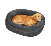 Skylos XXL Dog Bed, Extra Large Dog Bed, Orthopedic Dog Bed, Memory Foam Dog Bed Sofa with 4-Sided Neck Support, Waterproof Non-Slip, Removable Washable Cover, Grey, 122×89×19 cm