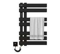 SKYLYZH Heated Towel Rail, WiFi Smart Thermostat Towel Warmer, for Alexa and Google Home and APP, Towel Heater, 450x720 mm, Electric Towel Warmer Radiator, Bathroom Flat Panel Heated-WIFI Black Left