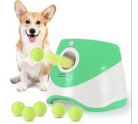 SKYMART - Automatic Dog Ball Thrower - Interactive Ball Launcher Toy with 6 Soft Balls | USB Rechargeable Pet Fetch Machine | Indoor & Outdoor Dog Toy | Durable ABS Build | Compact Design in Green