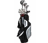 Precise M5 Men's Complete Golf Set Includes Titanium Driver, S.S. Fairway, S.S. Hybrid, S.S. 5-PW Irons, Putter, Stand Bag, 3 H/C's Right Hand (Right Hand Tall Size +1")