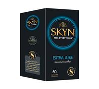 SKYN Extra Lube Condoms Pack of 50 / Skynfeel Latex Free Condoms for Men, Regular Size Condoms, Extra Lubricated, Thin Condoms, Smooth Straight Shape, 53mm Wide