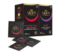 SKYN Intense Feel (Pack of 50) & Elite (Pack of 10) Condoms | Skynfeel Latex Free for Men, Regular Size, Ribbed and Dotted Straight Shape, Ultra-Thin & Soft
