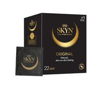 SKYN Original Condoms, Pack of 22, SKYNFEEL Latex-Free Condoms for Men, Regular Size, Strong & Thin, Smooth Straight Shape, Lubricated, 53mm Wide