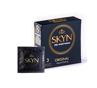 SKYN Original Condoms Pack of 3 SKYNFEEL Latex Free Condoms for Men, Regular Size, Strong, Thin, Smooth Straight Shape, Lubricated, 53mm Wide