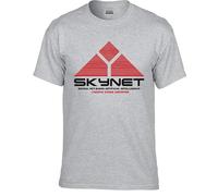 Skynet Cyberdyne Systems Inspired by Terminator Cotton T-Shirt Top Tee(Grey, 3XL)