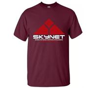 Skynet Cyberdyne Systems Inspired by Terminator Cotton T-Shirt Top Tee(Maroon, M)